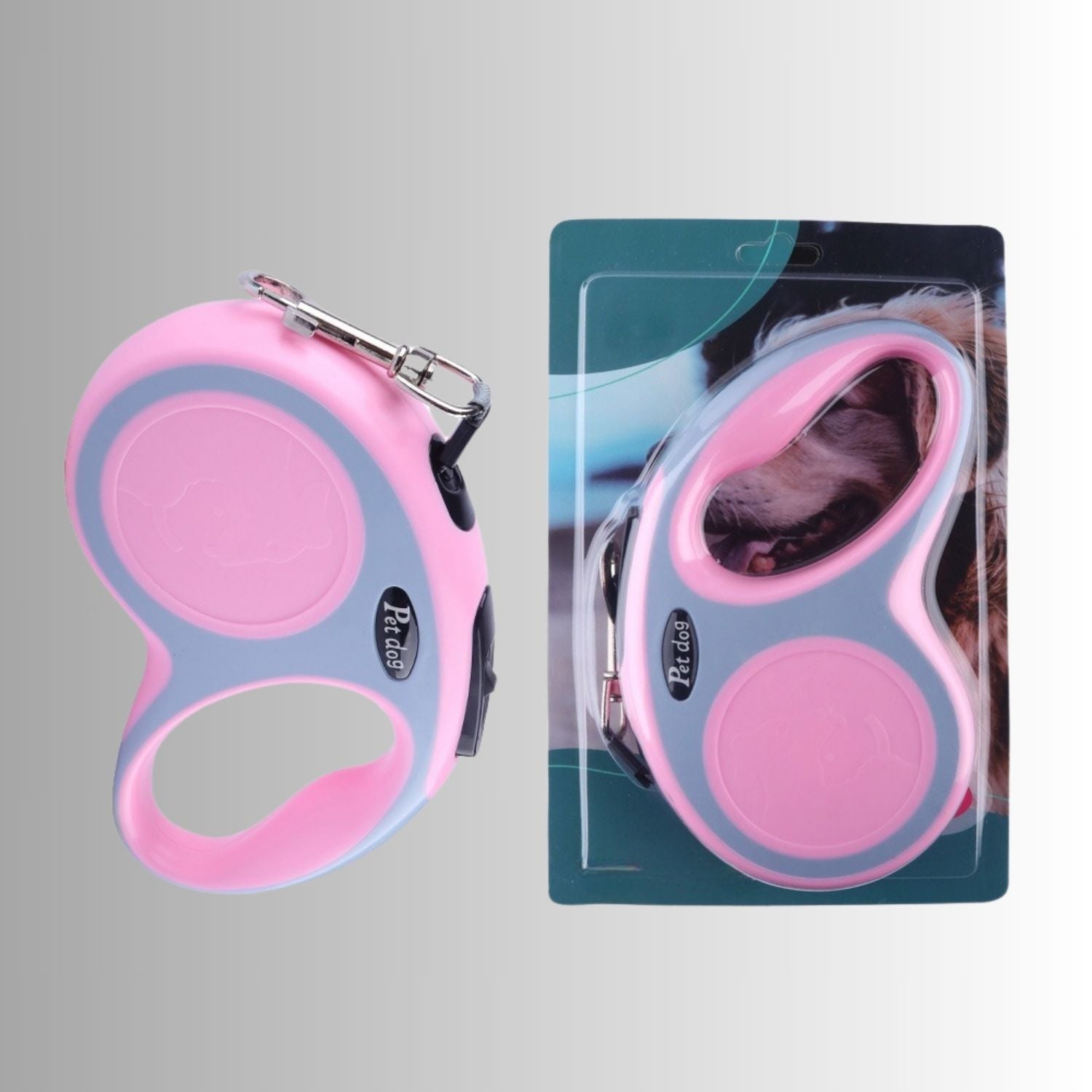 Inklapbare Hondenlijn roze hondenriem in verpakking